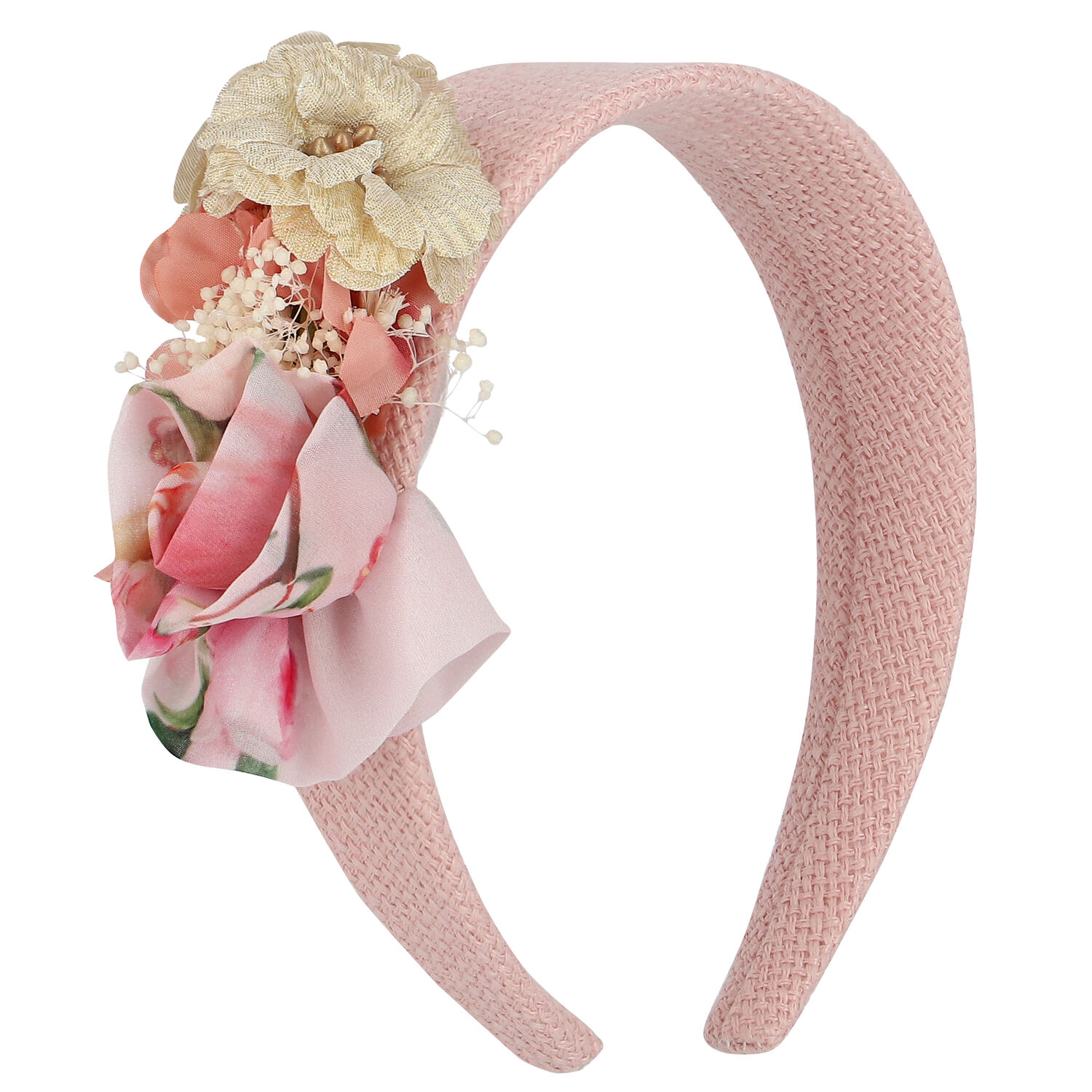 Girls Pink Floral Headband, 1, hi-res image number null